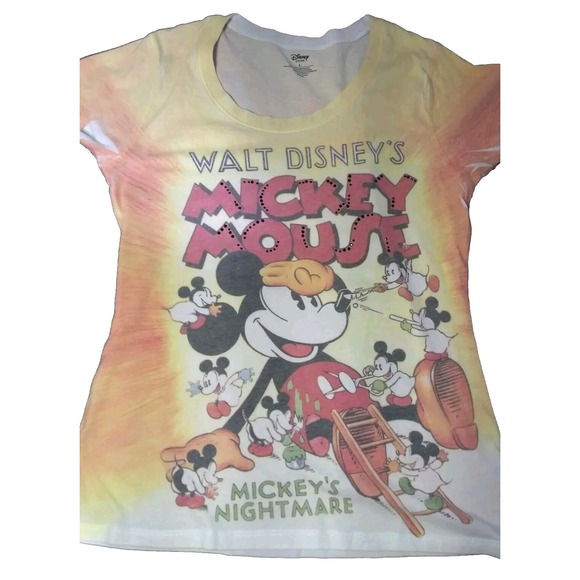 Disney Other - Walt Disney's Mickey Mouse Mickeys Nightmare Tie Dye  T-shirt Burn Out Size L